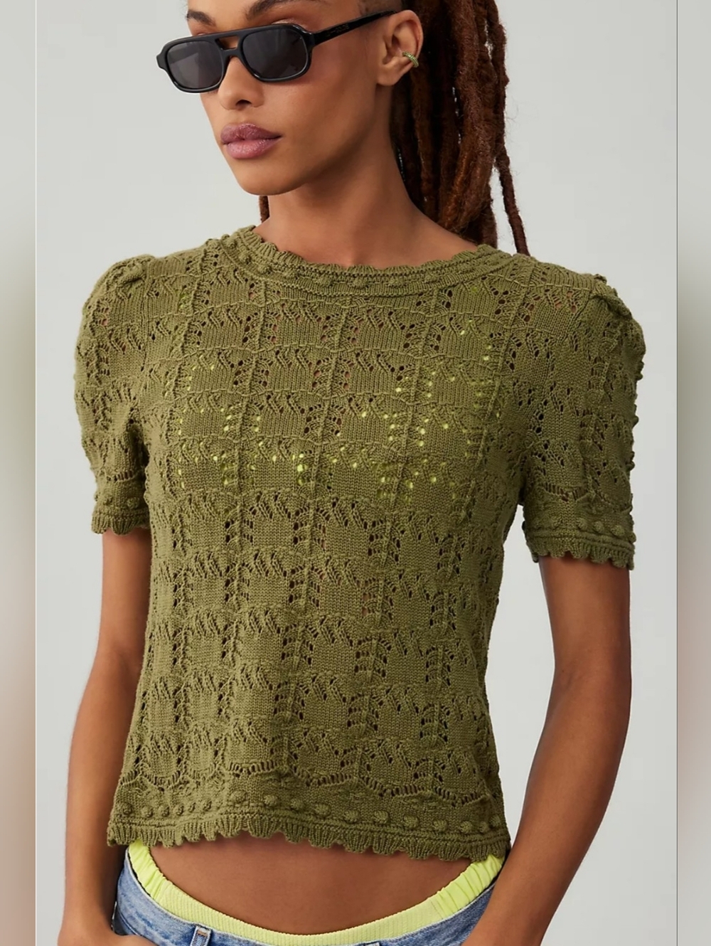 Anthropologie Pointelle Sweater Tee